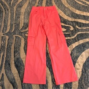 Bailey Rose Hot Pink Cargo Pants Jeans High Rise Size Medium